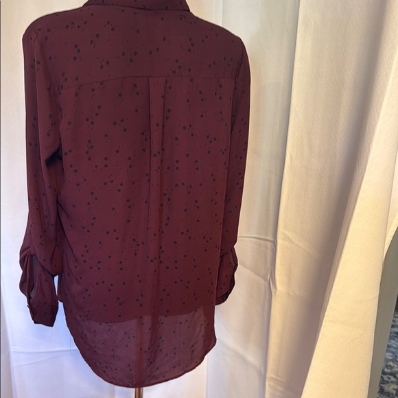 Reitmans Flowy Burgundy Floral Button Down Shirt - Picture 4 of 5